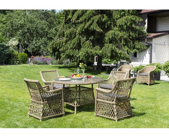 "Доппио" обеденная группа плетеная, цвет соломенный, изображение 3 | Интернет магазин мебели и декора LifeDekor