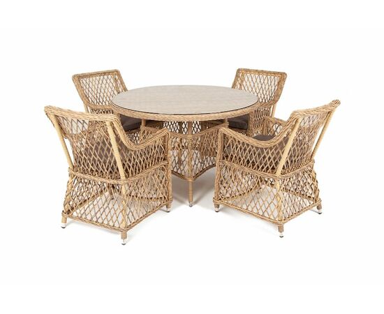 "Доппио" обеденная группа плетеная, цвет соломенный, изображение 5 | Интернет магазин мебели и декора LifeDekor