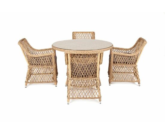 "Доппио" обеденная группа плетеная, цвет соломенный, изображение 6 | Интернет магазин мебели и декора LifeDekor