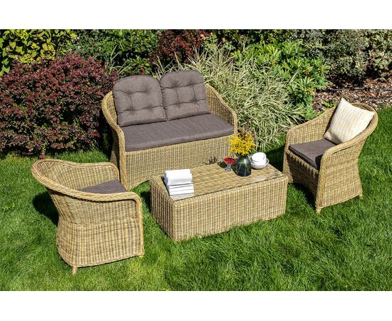 "Равенна" диван двухместный плетенный из ротанга, цвет соломенный, изображение 9 | Интернет магазин мебели и декора LifeDekor