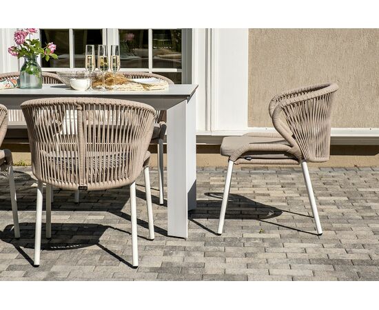 "Венето" обеденная группа на 6 персон со стульями "Милан", каркас белый, роуп бежевый, изображение 11 | Интернет магазин мебели и декора LifeDekor