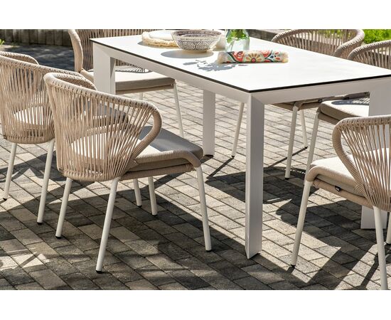 "Венето" обеденная группа на 6 персон со стульями "Милан", каркас белый, роуп бежевый, изображение 12 | Интернет магазин мебели и декора LifeDekor