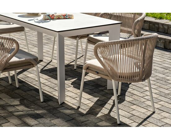 "Венето" обеденная группа на 6 персон со стульями "Милан", каркас белый, роуп бежевый, изображение 13 | Интернет магазин мебели и декора LifeDekor