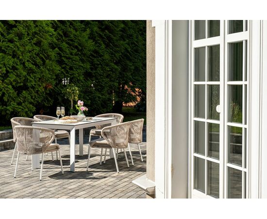 "Венето" обеденная группа на 6 персон со стульями "Милан", каркас белый, роуп бежевый, изображение 14 | Интернет магазин мебели и декора LifeDekor