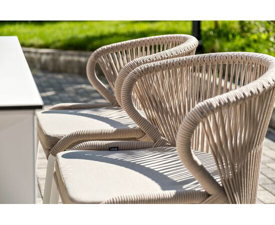 "Венето" обеденная группа на 6 персон со стульями "Милан", каркас белый, роуп бежевый, изображение 15 | Интернет магазин мебели и декора LifeDekor