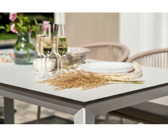 "Венето" обеденная группа на 6 персон со стульями "Милан", каркас белый, роуп бежевый, изображение 20 | Интернет магазин мебели и декора LifeDekor