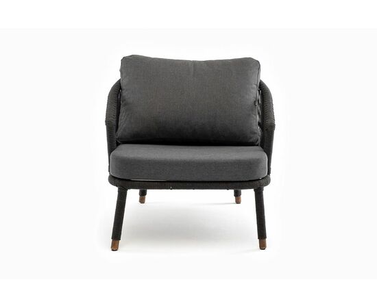 "Верона" кресло плетеное из роупа, каркас алюминий темно-серый (RAL7024) муар, роуп темно-серый круглый, ткань темно-серая 027, изображение 2 | Интернет магазин мебели и декора LifeDekor