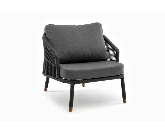 "Верона" кресло плетеное из роупа, каркас алюминий темно-серый (RAL7024) муар, роуп темно-серый круглый, ткань темно-серая 027, изображение 3 | Интернет магазин мебели и декора LifeDekor