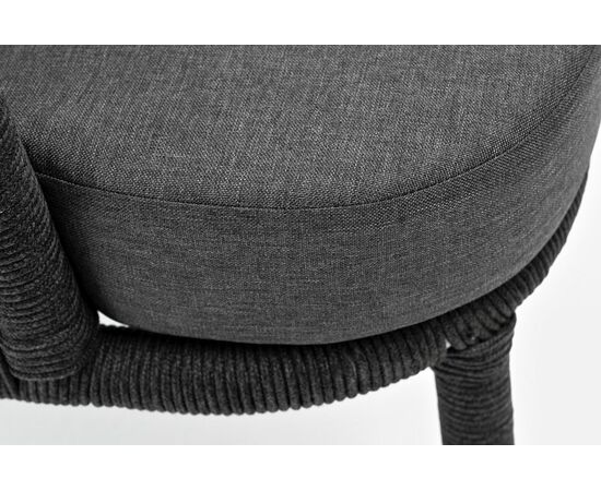 "Верона" кресло плетеное из роупа, каркас алюминий темно-серый (RAL7024) муар, роуп темно-серый круглый, ткань темно-серая 027, изображение 4 | Интернет магазин мебели и декора LifeDekor