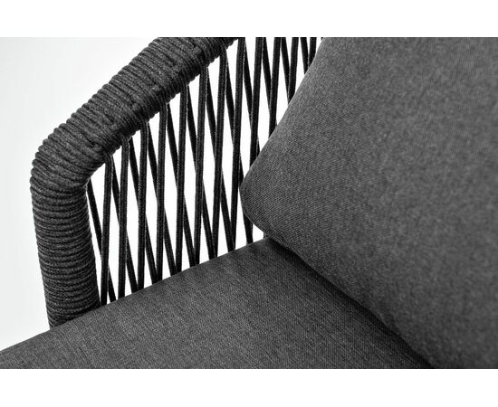 "Верона" кресло плетеное из роупа, каркас алюминий темно-серый (RAL7024) муар, роуп темно-серый круглый, ткань темно-серая 027, изображение 5 | Интернет магазин мебели и декора LifeDekor