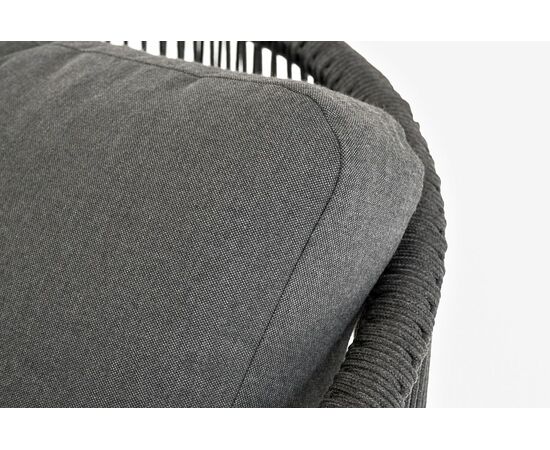 "Верона" кресло плетеное из роупа, каркас алюминий темно-серый (RAL7024) муар, роуп темно-серый круглый, ткань темно-серая 027, изображение 7 | Интернет магазин мебели и декора LifeDekor