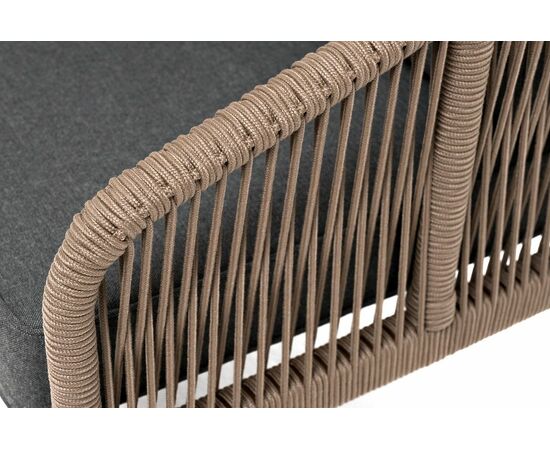"Канны" диван 2-местный плетеный из роупа, каркас алюминий коричневый (RAL8016) муар, роуп коричневый круглый, ткань темно-серая 027, изображение 5 | Интернет магазин мебели и декора LifeDekor