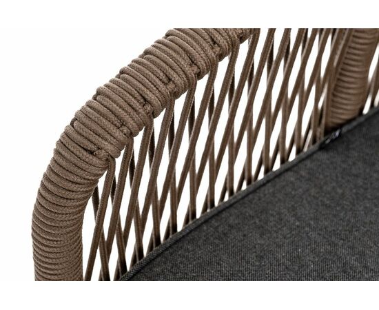 "Канны" диван 2-местный плетеный из роупа, каркас алюминий коричневый (RAL8016) муар, роуп коричневый круглый, ткань темно-серая 027, изображение 6 | Интернет магазин мебели и декора LifeDekor