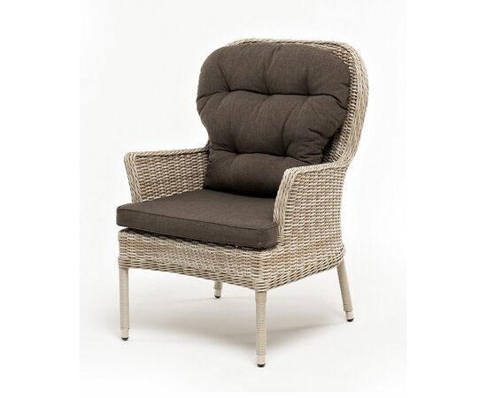 "Алиса" кресло плетеное, цвет бежевый с подушками | Интернет магазин мебели и декора LifeDekor