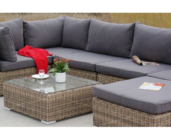 "Лунго" трансформирующаяся лаунж-зона из искусственного ротанга, цвет соломенный, изображение 4 | Интернет магазин мебели и декора LifeDekor