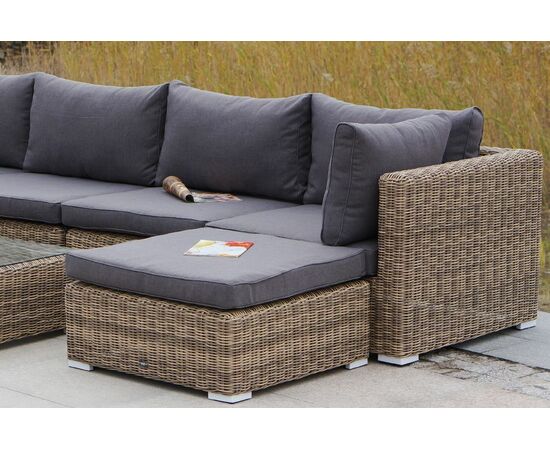 "Лунго" трансформирующаяся лаунж-зона из искусственного ротанга, цвет соломенный, изображение 6 | Интернет магазин мебели и декора LifeDekor