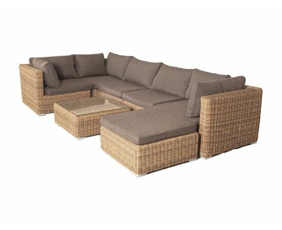 "Лунго" трансформирующаяся лаунж-зона из искусственного ротанга, цвет соломенный, изображение 7 | Интернет магазин мебели и декора LifeDekor