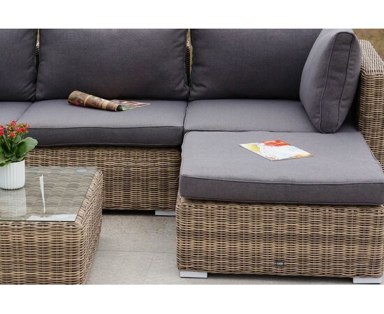 "Лунго" трансформирующаяся лаунж-зона из искусственного ротанга, цвет соломенный, изображение 8 | Интернет магазин мебели и декора LifeDekor