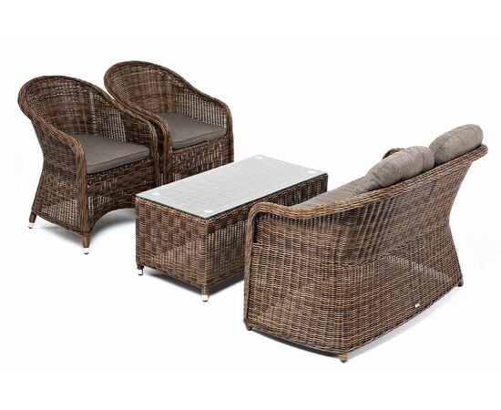 "Равенна" лаунж-зона из искусственного ротанга, цвет коричневый | Интернет магазин мебели и декора LifeDekor