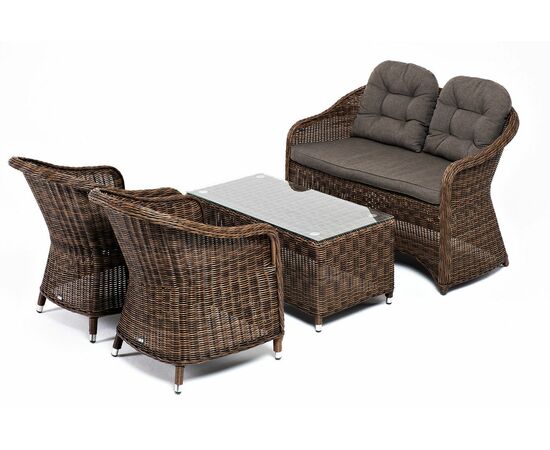 "Равенна" лаунж-зона из искусственного ротанга, цвет коричневый, изображение 3 | Интернет магазин мебели и декора LifeDekor