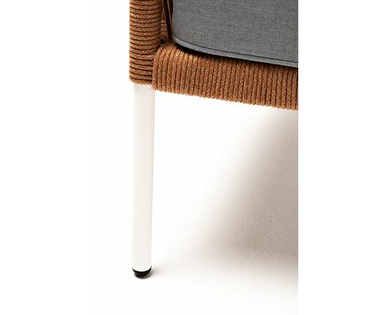 "Канны" кресло плетеное из роупа, каркас алюминий светло-серый (RAL7035) муар, роуп светло-серый круглый, ткань светло-серая, изображение 4 | Интернет магазин мебели и декора LifeDekor