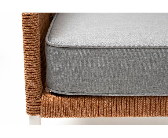 "Канны" кресло плетеное из роупа, каркас алюминий светло-серый (RAL7035) муар, роуп светло-серый круглый, ткань светло-серая, изображение 5 | Интернет магазин мебели и декора LifeDekor