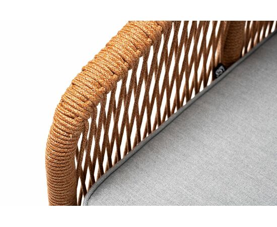 "Канны" кресло плетеное из роупа, каркас алюминий светло-серый (RAL7035) муар, роуп светло-серый круглый, ткань светло-серая, изображение 6 | Интернет магазин мебели и декора LifeDekor
