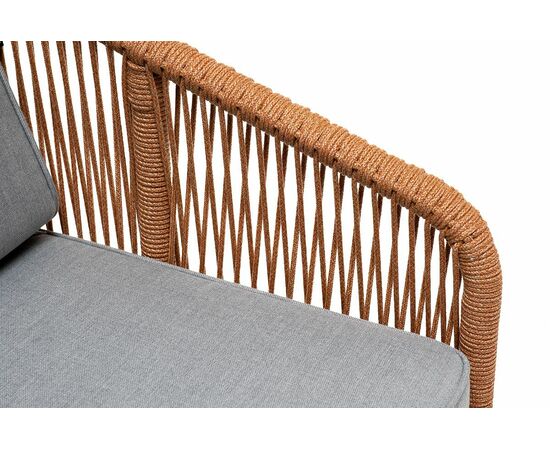 "Канны" кресло плетеное из роупа, каркас алюминий светло-серый (RAL7035) муар, роуп светло-серый круглый, ткань светло-серая, изображение 7 | Интернет магазин мебели и декора LifeDekor