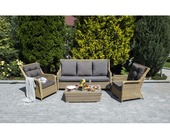 "Гляссе" лаунж-зона из искусственного ротанга, цвет соломенный | Интернет магазин мебели и декора LifeDekor