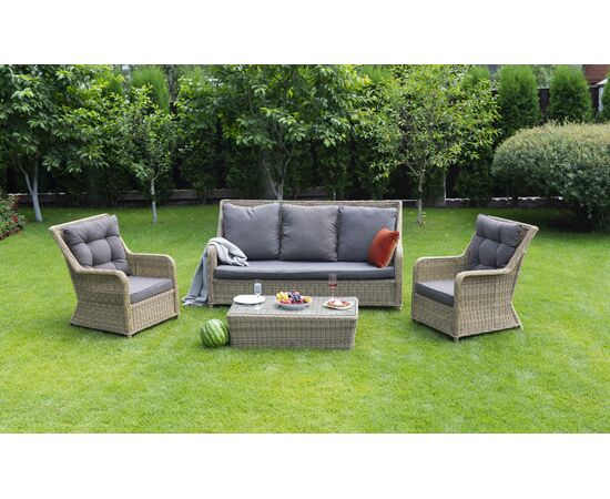 "Гляссе" лаунж-зона из искусственного ротанга, цвет соломенный, изображение 3 | Интернет магазин мебели и декора LifeDekor