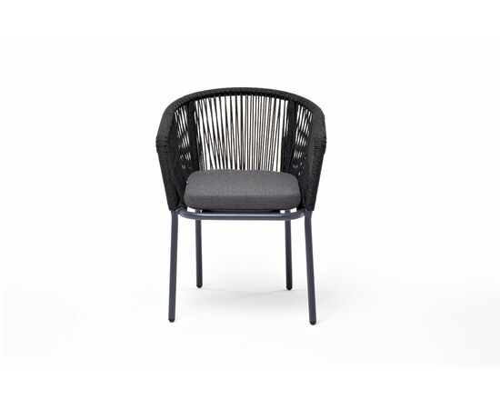 "Марсель" стул плетеный из роупа, каркас алюминий темно-серый (RAL7024) шагрень, роуп темно-серый круглый, ткань темно-серая, изображение 2 | Интернет магазин мебели и декора LifeDekor