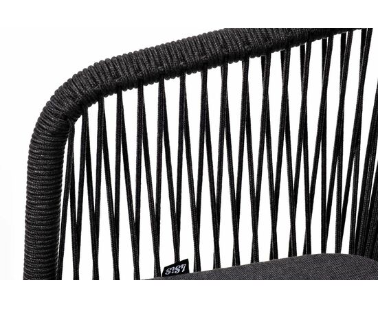 "Марсель" стул плетеный из роупа, каркас алюминий темно-серый (RAL7024) шагрень, роуп темно-серый круглый, ткань темно-серая, изображение 4 | Интернет магазин мебели и декора LifeDekor