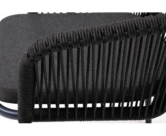 "Марсель" стул плетеный из роупа, каркас алюминий темно-серый (RAL7024) шагрень, роуп темно-серый круглый, ткань темно-серая, изображение 6 | Интернет магазин мебели и декора LifeDekor