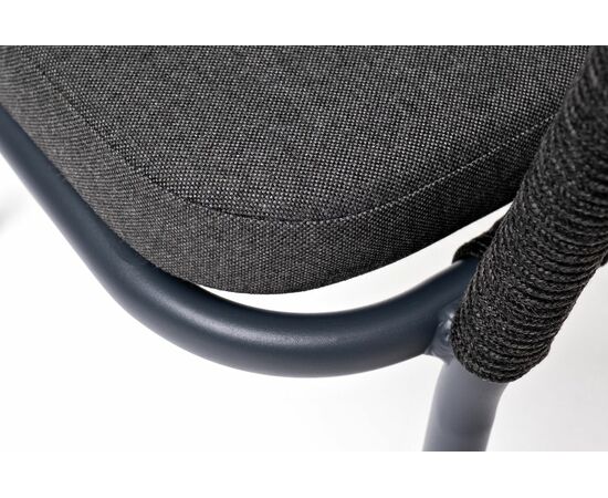 "Марсель" стул плетеный из роупа, каркас алюминий темно-серый (RAL7024) шагрень, роуп темно-серый круглый, ткань темно-серая, изображение 7 | Интернет магазин мебели и декора LifeDekor