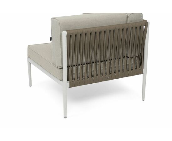 "Касабланка" угловой модуль плетеный из роупа, каркас алюминий светло-серый (RAL7035) муар, роуп серо-коричневый 23мм, ткань бежевая 15052, изображение 4 | Интернет магазин мебели и декора LifeDekor