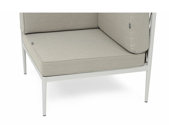 "Касабланка" угловой модуль плетеный из роупа, каркас алюминий светло-серый (RAL7035) муар, роуп серо-коричневый 23мм, ткань бежевая 15052, изображение 6 | Интернет магазин мебели и декора LifeDekor