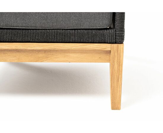 "Канны" кресло плетеное из роупа, основание дуб, роуп темно-серый круглый, ткань темно-серая 027, изображение 4 | Интернет магазин мебели и декора LifeDekor