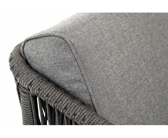 "Канны" кресло плетеное из роупа, основание дуб, роуп темно-серый круглый, ткань темно-серая 027, изображение 5 | Интернет магазин мебели и декора LifeDekor