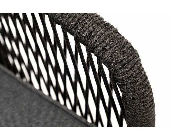 "Канны" кресло плетеное из роупа, основание дуб, роуп темно-серый круглый, ткань темно-серая 027, изображение 6 | Интернет магазин мебели и декора LifeDekor