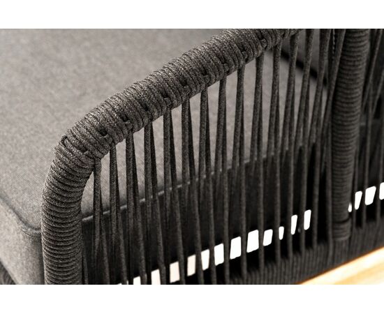 "Канны" кресло плетеное из роупа, основание дуб, роуп темно-серый круглый, ткань темно-серая 027, изображение 7 | Интернет магазин мебели и декора LifeDekor