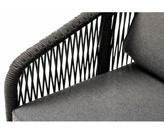 "Канны" кресло плетеное из роупа, основание дуб, роуп темно-серый круглый, ткань темно-серая 027, изображение 8 | Интернет магазин мебели и декора LifeDekor