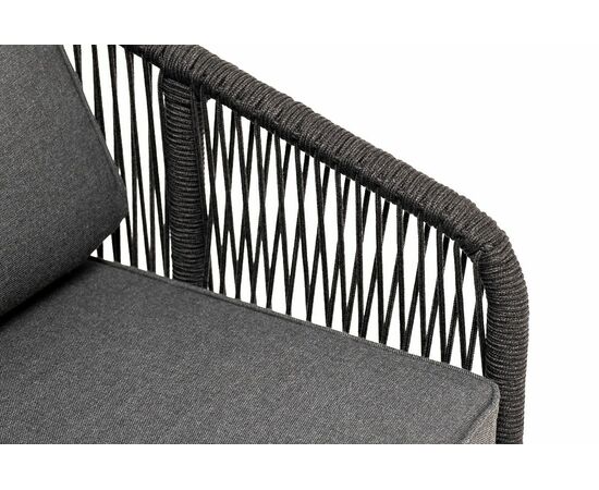 "Канны" кресло плетеное из роупа, основание дуб, роуп темно-серый круглый, ткань темно-серая 027, изображение 9 | Интернет магазин мебели и декора LifeDekor