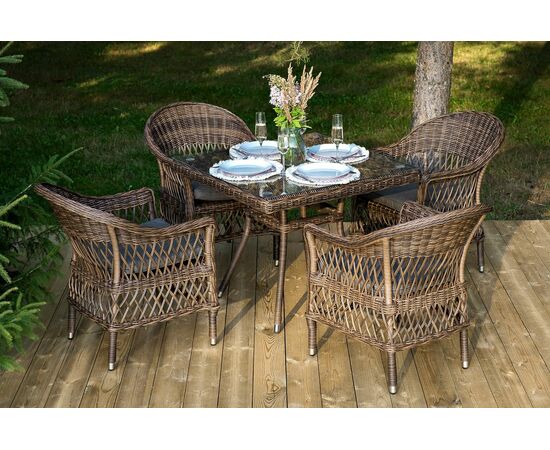 "Сицилия" обеденная группа плетеная, цвет коричневый | Интернет магазин мебели и декора LifeDekor