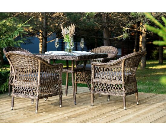 "Сицилия" обеденная группа плетеная, цвет коричневый, изображение 4 | Интернет магазин мебели и декора LifeDekor