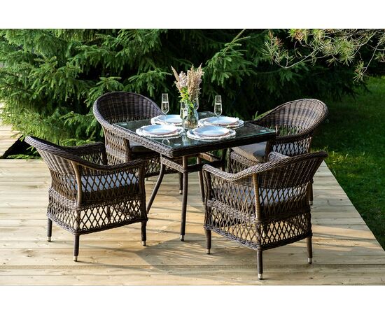 "Сицилия" обеденная группа плетеная, цвет коричневый, изображение 5 | Интернет магазин мебели и декора LifeDekor