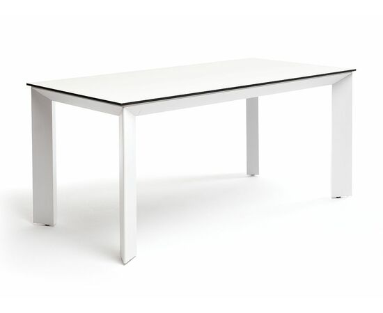 "Венето" обеденный стол из HPL 160х80см, цвет молочный, каркас белый | Интернет магазин мебели и декора LifeDekor