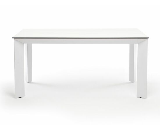 "Венето" обеденный стол из HPL 160х80см, цвет молочный, каркас белый, изображение 2 | Интернет магазин мебели и декора LifeDekor