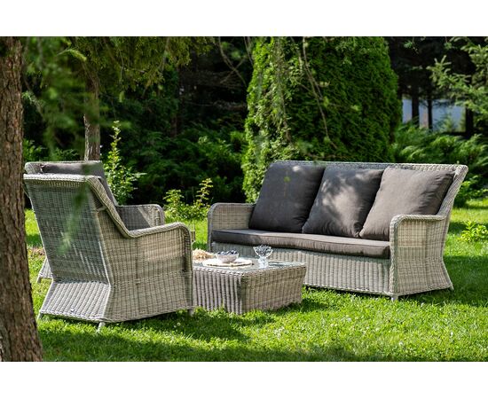 "Гляссе" лаунж-зона из искусственного ротанга, цвет бежевый, изображение 6 | Интернет магазин мебели и декора LifeDekor