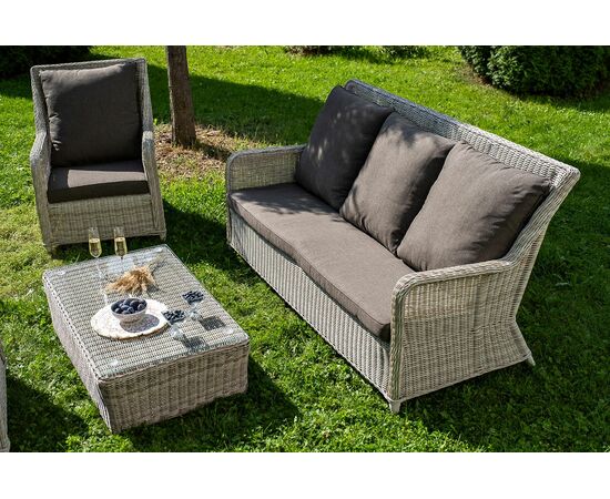 "Гляссе" лаунж-зона из искусственного ротанга, цвет бежевый, изображение 7 | Интернет магазин мебели и декора LifeDekor