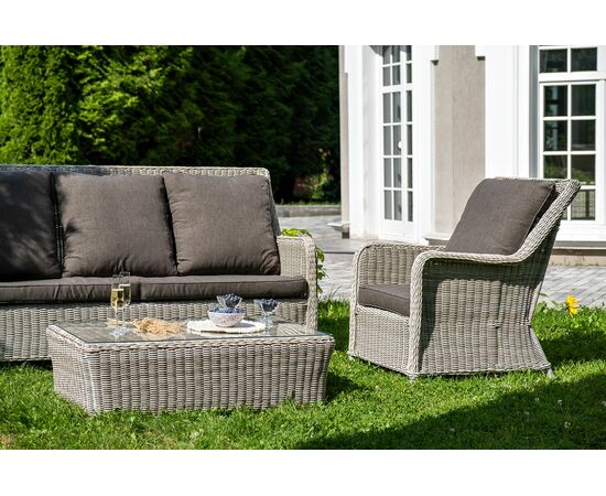 "Гляссе" лаунж-зона из искусственного ротанга, цвет бежевый, изображение 9 | Интернет магазин мебели и декора LifeDekor